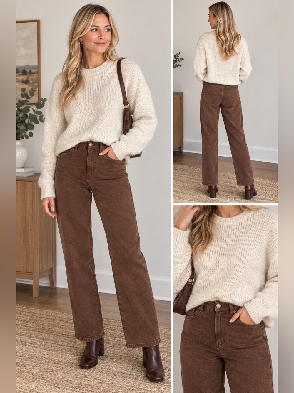 Wilfred Women’s High-Rise Straight Leg Jeans in Brown